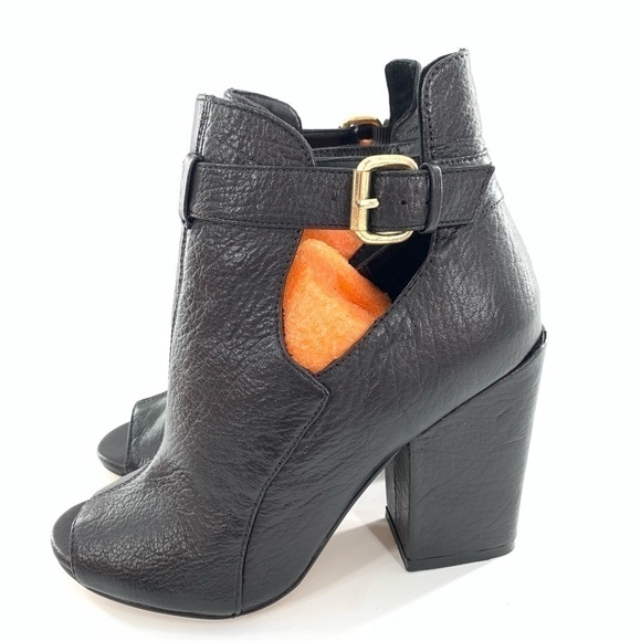 Chinese laundry ankle booties 5.5 36 Bizarre black leather buckle chunky boots - Picture 5 of 12